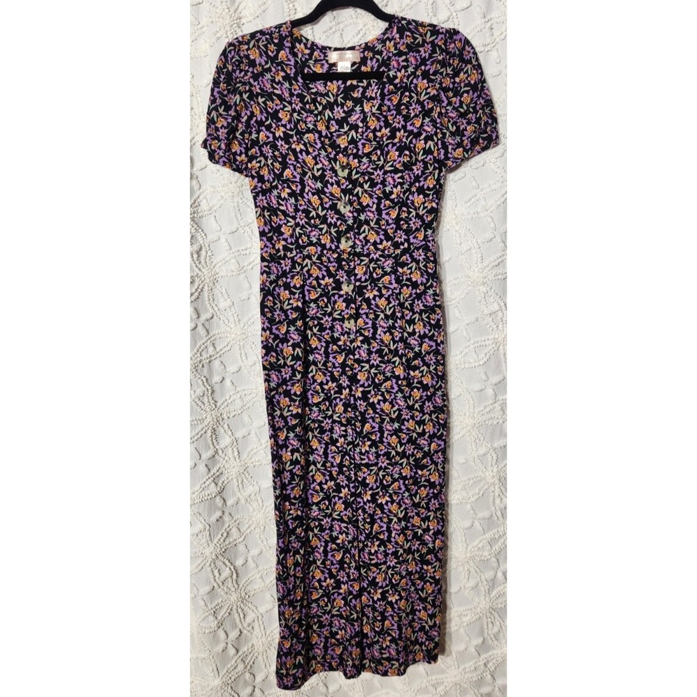 Band of Gypsies Women's‎ Floral Jumpsuit Size Small Purple Wide Leg Button Front
